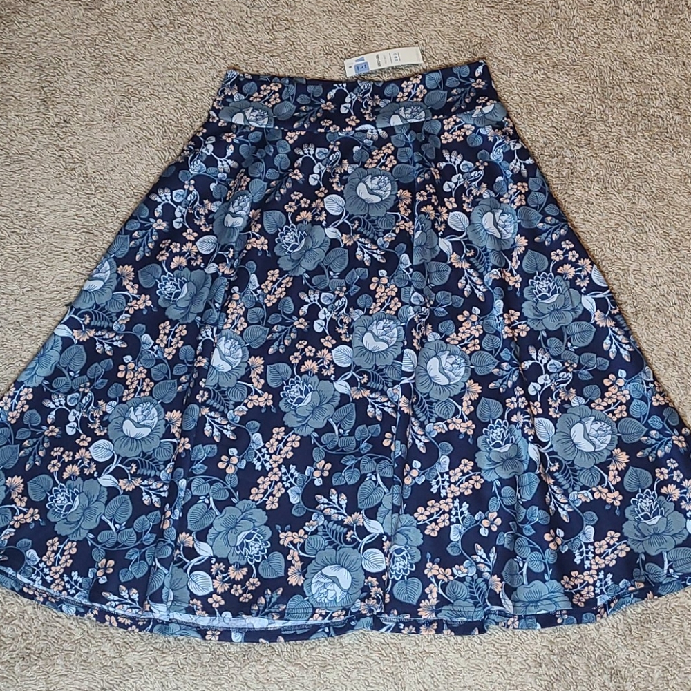Agnes&Dora women's blue floral midi skirt